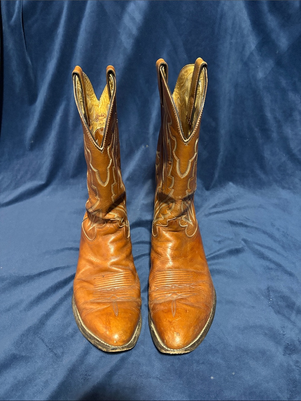 Justin Boots Tan Brown Leather Western Cowboy Boots